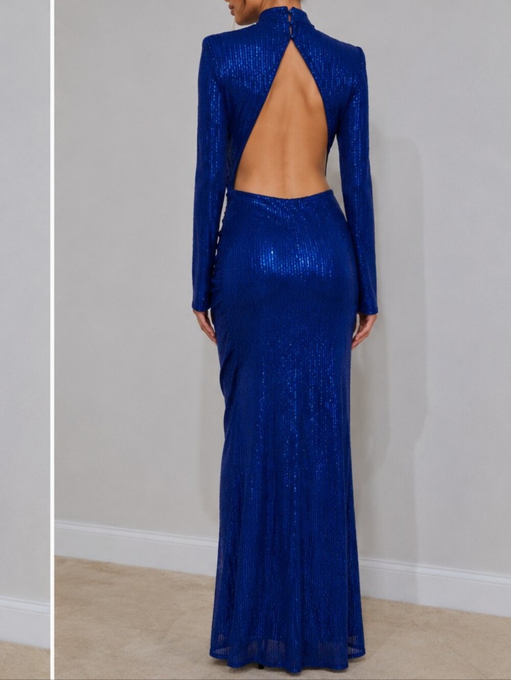 Royal Blue Sequin Cutout Evening Gown